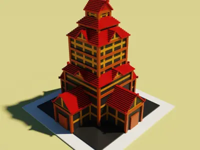 3d voxel low-poly house Low-poly 3D model