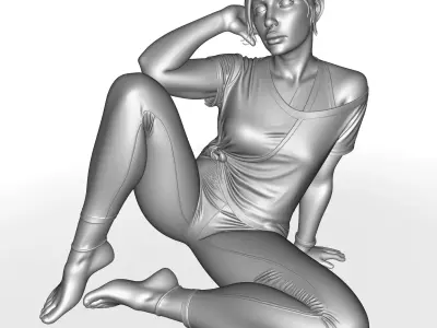 lady sitting on floor 3D print model