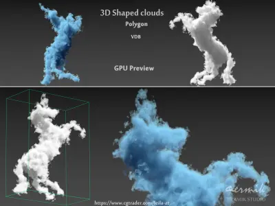 3D Shaped Clouds - Polygon and VDB   3D model