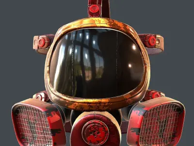 Gas mask helmet 3d model scifi Low-poly  Low-poly 3D model