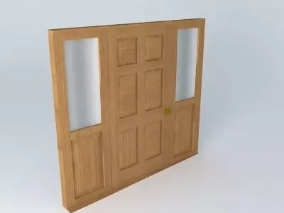 Door wooden with glass panels Free 3D model