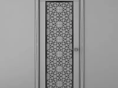 Interior door with a stained-glass arabic pattern 3D model