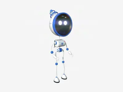 Cute Robot D08 Police Cop - SciFi Character Design Low-poly 3D model