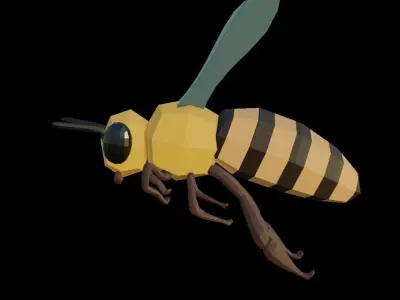 Low Poly Flying Bee Free low-poly 3D model