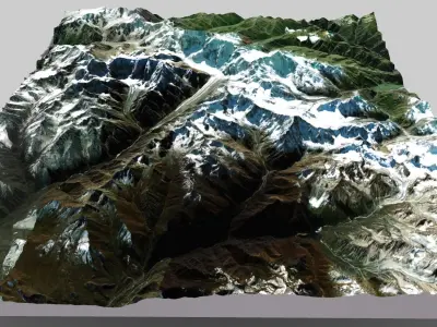 Mountain landscape The Kabardino Balkarian Alpine Reserve 3D model