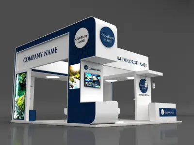 Booth Exhibition Stand Stall 8x8m Height 500 cm 4 Side Open 3D model