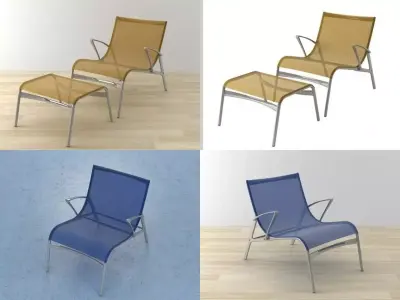 A 438 four different chairs and stool 3D model