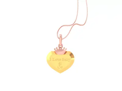 Kids Pendants With Heart And Crown  3dm STL OBJ FBX Renders  3D print model