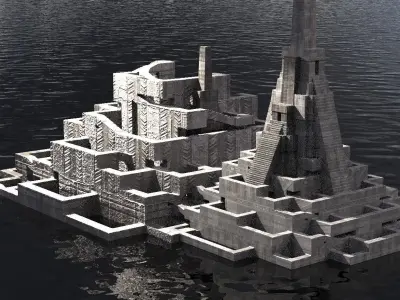 Aztec Ritual Mazes With Pyramid 2 3D model