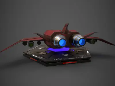 Sci-Fi Spaceship Plane Low-poly 3D model