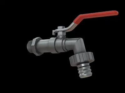 Valve Tap red Low-poly 3D model