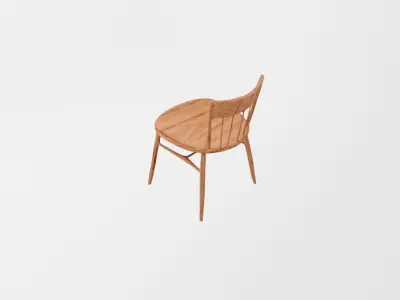 Basic Light Wood Spindle Chair Free low-poly 3D model