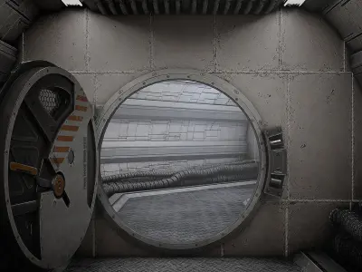 SciFi Bunker Door v5 Low-poly 3D model