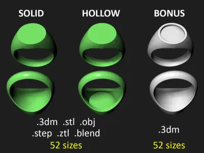 13 mm Signet ring Pack 3D print model