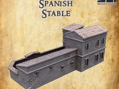 Colonial Spanish Stable Tabletop Terrain 28 MM 3D print model