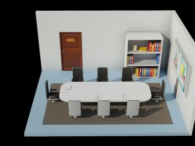 Office conference room Low-poly 3D model
