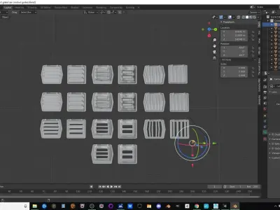 Procedural air conduct grates for sci-fi game or industrial area Low-poly 3D model