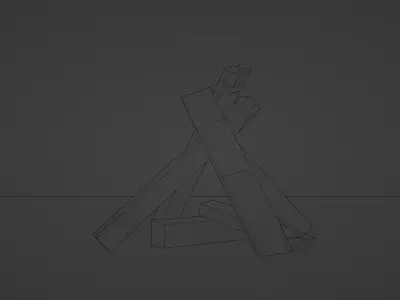 Extinguished Campfire Low Poly Low-poly 3D model