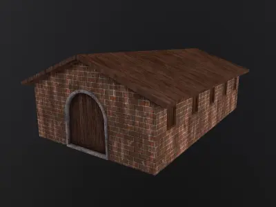 Stone Fort Stable 3D Model Low-poly 3D model
