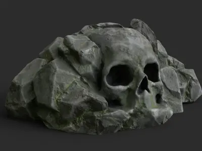 Rock Skull 1004 - Grey Jagged Stone Low-poly 3D model