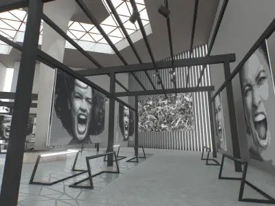 G0021 VR Virtual Reality Art gallery Cry Low-poly 3D model