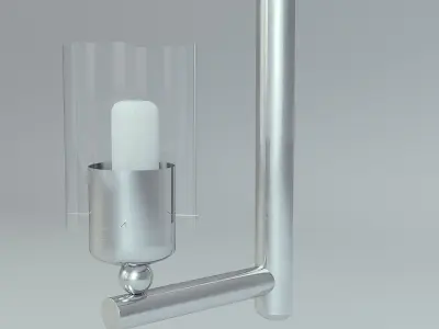 Wall Lamp Single Silver 3 3D model