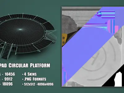 Helipad Circular Platform Low-poly 3D model