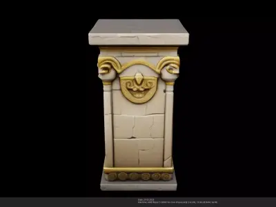 Stylized Roman Column AI Low-poly 3D model