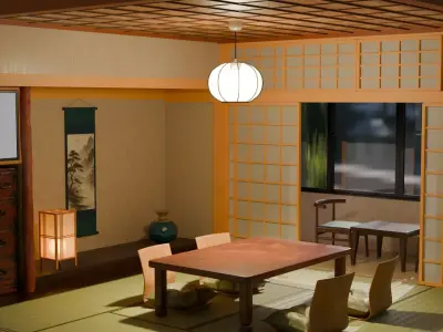 Japanese-style room Ume in a Ryokan 3D model