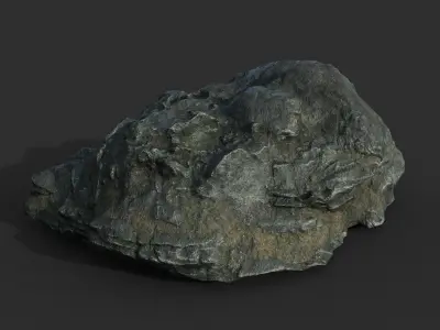 Low poly Black Beach Rock Collection 2 210210 Low-poly 3D model