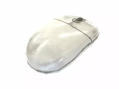 White retro vintage old rollder ball pc mouse da1 Low-poly 3D model