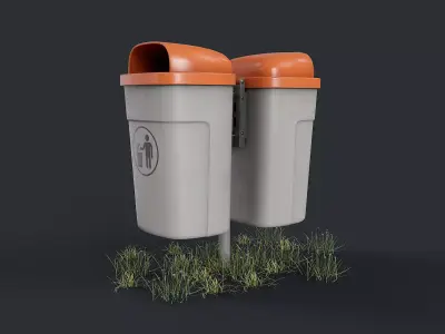 Street Trash Can 37 PBR Game Ready Low-poly 3D model