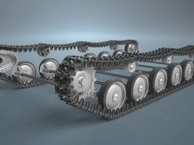 SU-76 and Tank T-70 Chassis High-Poly 3D model