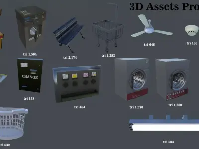 Laundromat Low-poly 3D model