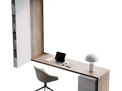 Workplace 4 modern office desk 3D model
