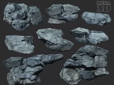 Low Poly Gray Rock 230322 - Ultra HD 16K Texture Low-poly 3D model
