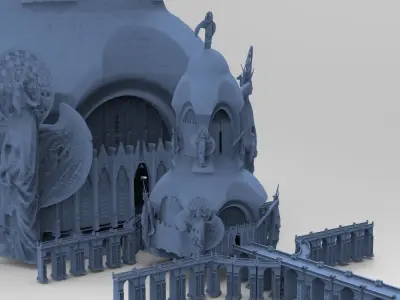 Angelic Holy Tower 4 With Holy bridges 3D model