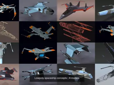 Lowpoly spaceship concepts 3D Model Pack