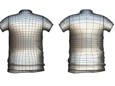 Cartoon High Poly Subdivision Dark Blue Polo Low-poly 3D model