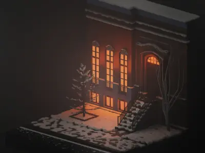 3 Scene of Street  Japan Kiev New York Low-poly 3D model