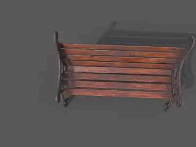 Old Street Bench Low-poly 3D model