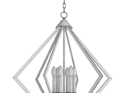 Prism Wide Antique Brass 6 Light Chandelier Low-poly 3D model