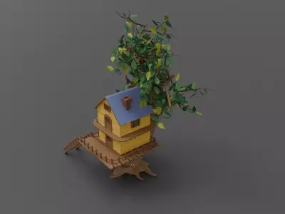 A house built on a tree Low-poly 3D model purchase