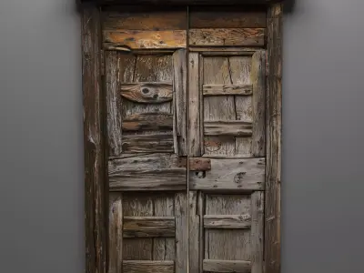 Old wooden door rust and patina 3d model Low-poly 3D model