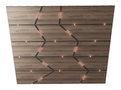 Wooden suspended ceiling with lighting 59 3D model