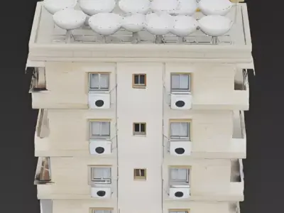 Mediterranean Residential Apartment Block 3D Model Low-poly 3D model