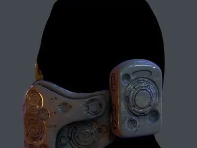 Gas mask helmet scifi Low-poly character art game space  Low-poly 3D model get