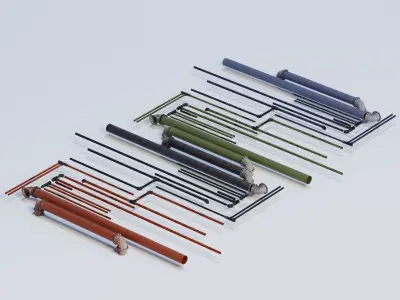 Rusty Industrial Pipes Low-poly 3D model