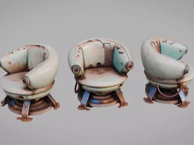 Sci Fi Abandoned Chair Low-poly 3D model