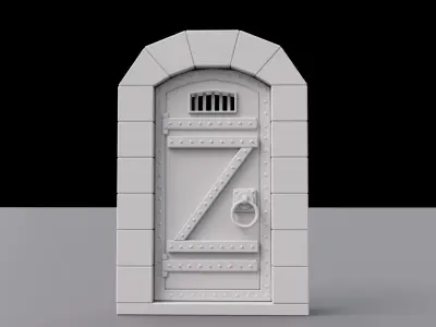 Low Poly Medieval Door  or Ancient Door Texture and Low-poly 3D model